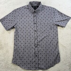 The Drive Clothing Shirt Mens Large Grey Button Performance Stretch Skull AOP